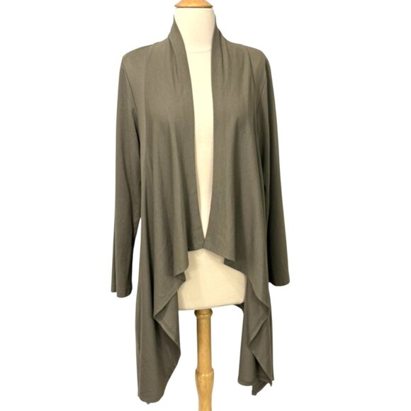 Bryn Walker Open Front Cocoon Cardigan Asymmetric Lagenlook Olive Green Size S - Picture 1 of 12